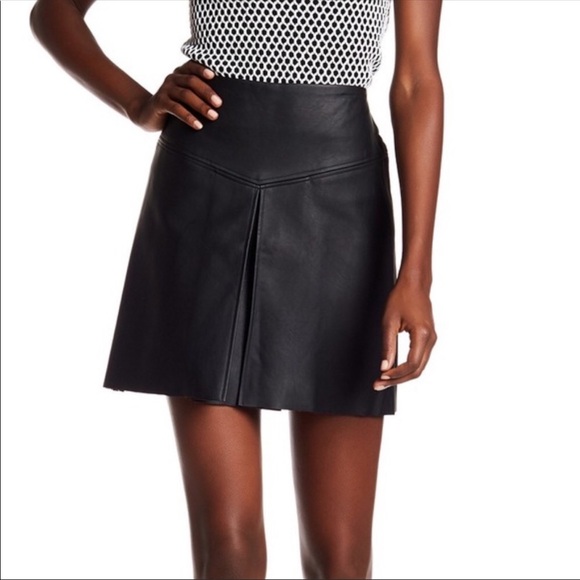 Club Monaco Dresses & Skirts - Club Monaco | Black Faux Leather A-line Mini Skirt